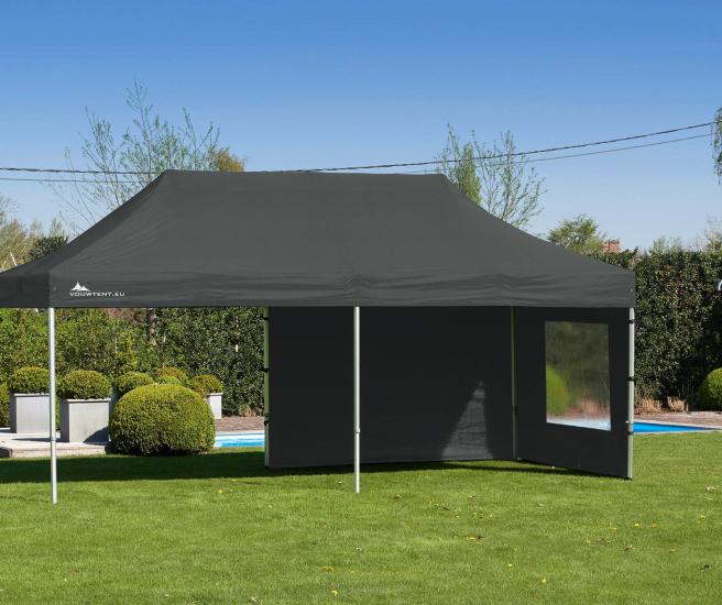 3 x 6 m - Antraciet vouwtent AluHexPro met zijwanden