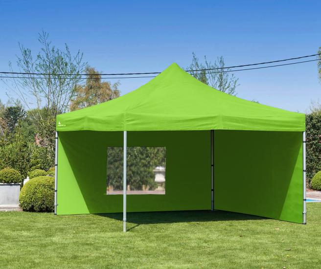 4 x 4 m groen vouwtent AluHexPro met zijwanden