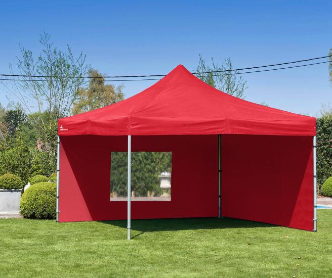 4 x 4 m rood vouwtent AluHexPro met zijwanden
