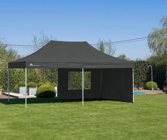 4x6 m Antraciet vouwtent AluHexPro met zijwanden