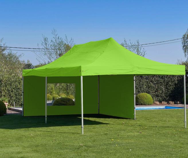 4 x 8 m -  groen vouwtent AluHexPro met zijwanden