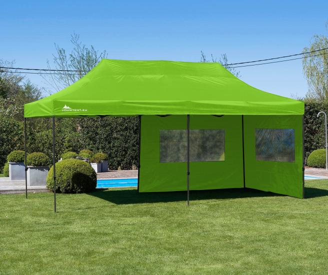 3 x 6 m - groen vouwtent Premium met zijwanden