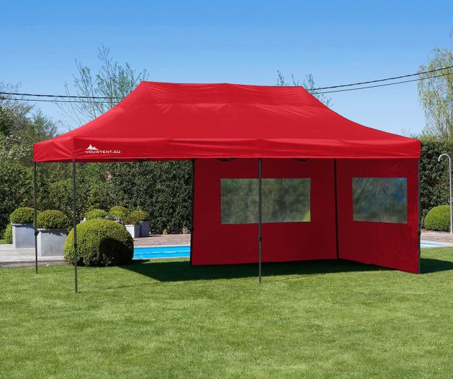 3 x 6 m - rood vouwtent Premium met zijwanden