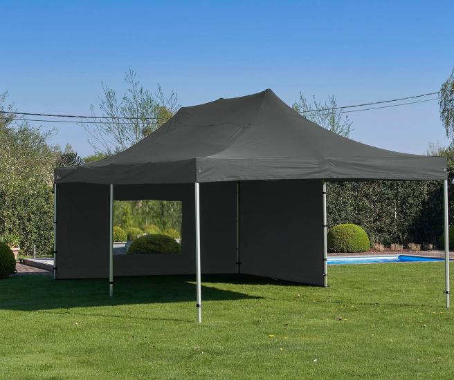 4 x 8 m -  Antraciet vouwtent Premium AluHex met zijwanden